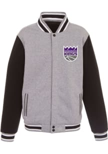Sacramento Kings Mens Grey Reversible Fleece Medium Weight Jacket