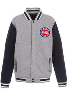 Detroit Pistons Mens Grey Reversible Fleece Medium Weight Jacket