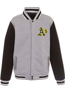 Oakland Athletics Mens Grey Reversible Fleece Medium Weight Jacket