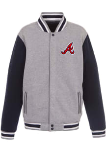 Atlanta Braves Mens Grey Reversible Fleece Medium Weight Jacket