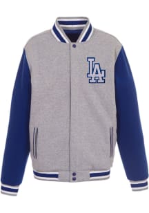 Los Angeles Dodgers Mens Grey Reversible Fleece Medium Weight Jacket