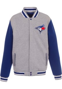 Toronto Blue Jays Mens Grey Reversible Fleece Medium Weight Jacket
