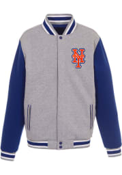 New York Mets Mens Grey Reversible Fleece Medium Weight Jacket