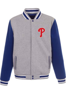 Philadelphia Phillies Mens Grey Reversible Fleece Medium Weight Jacket