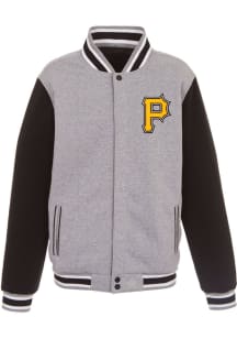 Pittsburgh Pirates Mens Grey Reversible Fleece Medium Weight Jacket
