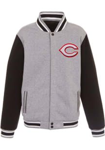Cincinnati Reds Mens Grey Reversible Fleece Medium Weight Jacket