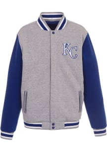 Kansas City Royals Mens Grey Reversible Fleece Medium Weight Jacket