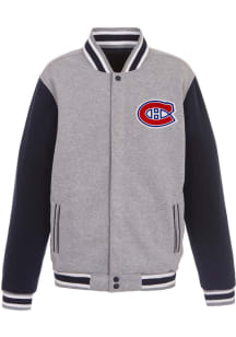 Montreal Canadiens Mens Grey Reversible Fleece Medium Weight Jacket