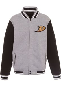 Anaheim Ducks Mens Grey Reversible Fleece Medium Weight Jacket