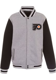 Philadelphia Flyers Mens Grey Reversible Fleece Medium Weight Jacket