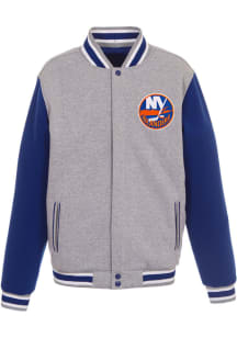 New York Islanders Mens Grey Reversible Fleece Medium Weight Jacket