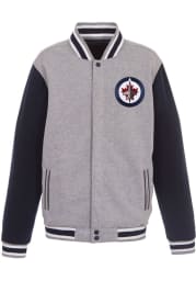 Winnipeg Jets Mens Grey Reversible Fleece Medium Weight Jacket