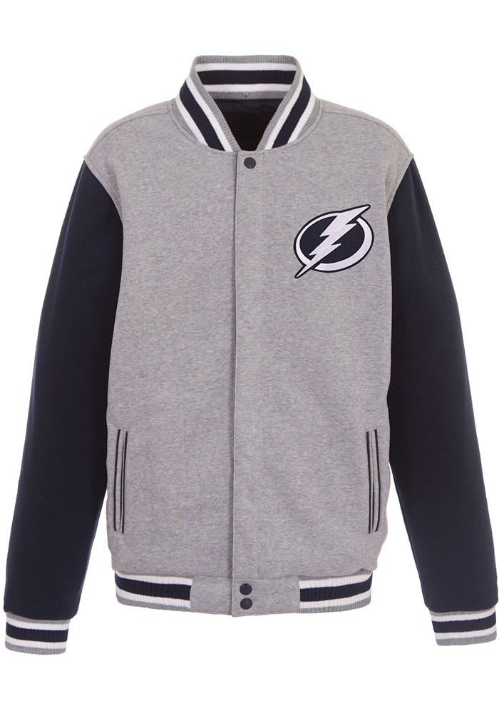 Tampa Bay Lightning Mens Grey Reversible Fleece Medium Weight Jacket