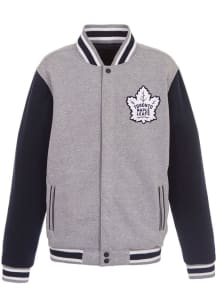 Toronto Maple Leafs Mens Grey Reversible Fleece Medium Weight Jacket
