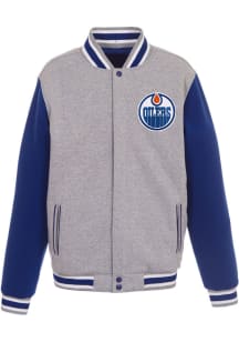 Edmonton Oilers Mens Grey Reversible Fleece Medium Weight Jacket