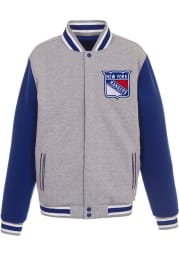 New York Rangers Mens Grey Reversible Fleece Medium Weight Jacket