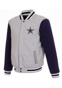 Dallas Cowboys Mens Grey Reversible Fleece Medium Weight Jacket