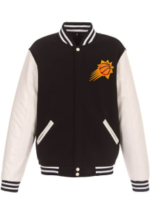 Phoenix Suns Mens Black Reversible Fleece Faux Leather Medium Weight Jacket