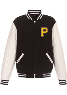 Pittsburgh Pirates Mens Black Reversible Fleece Faux Leather Medium Weight Jacket