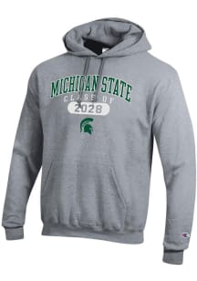 Mens Michigan State Spartans Grey Champion Class of 2028 Powerblend Hooded Sweatshirt