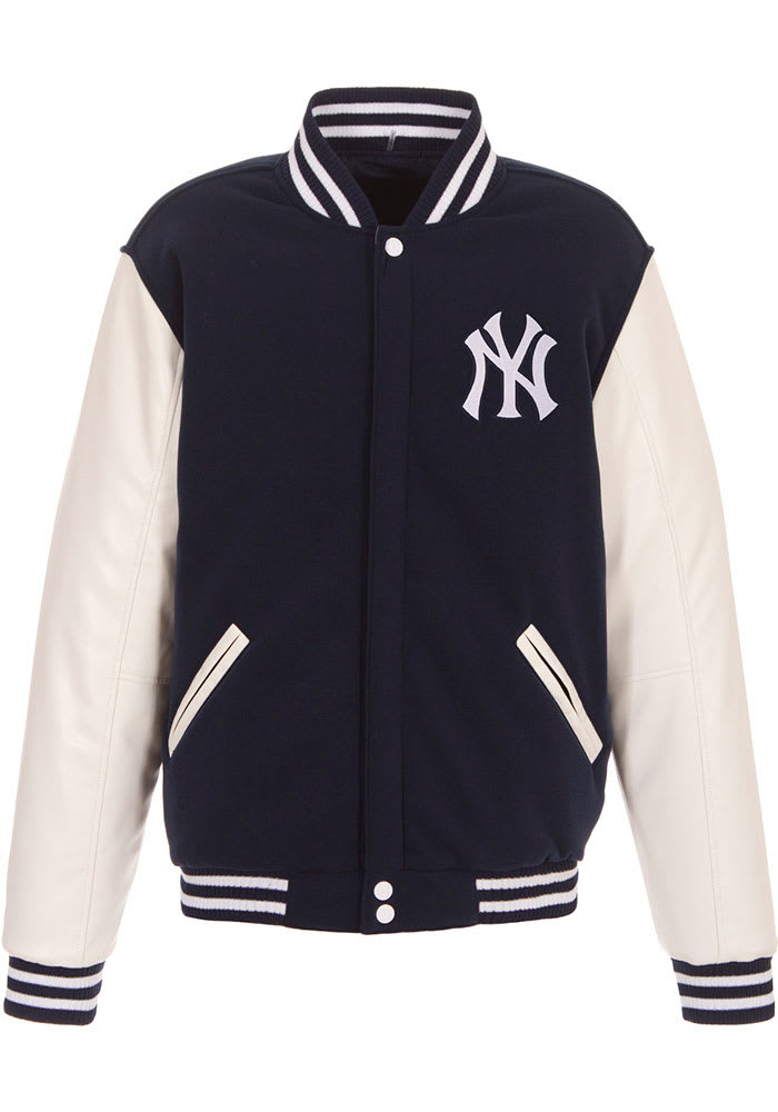 Yankees Reversible Fleece Faux Leather Medium Weight Jacket
