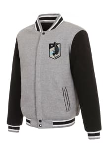 Minnesota United FC Mens Grey Reversible Fleece Medium Weight Jacket
