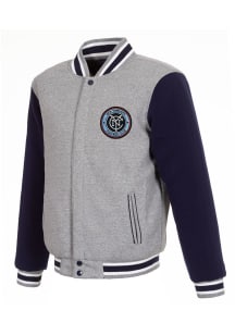 New York City FC Mens Grey Reversible Fleece Medium Weight Jacket