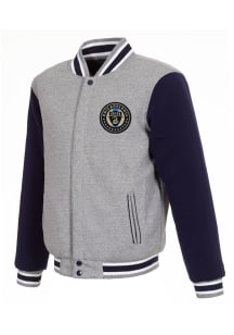 Philadelphia Union Mens Grey Reversible Fleece Medium Weight Jacket