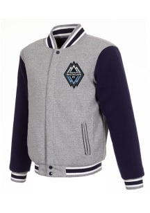 Vancouver Whitecaps FC Mens Grey Reversible Fleece Medium Weight Jacket