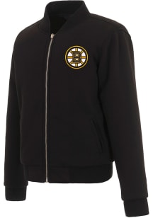 Boston Bruins Womens Black Reversible Fleece Zip Up Medium Weight Jacket