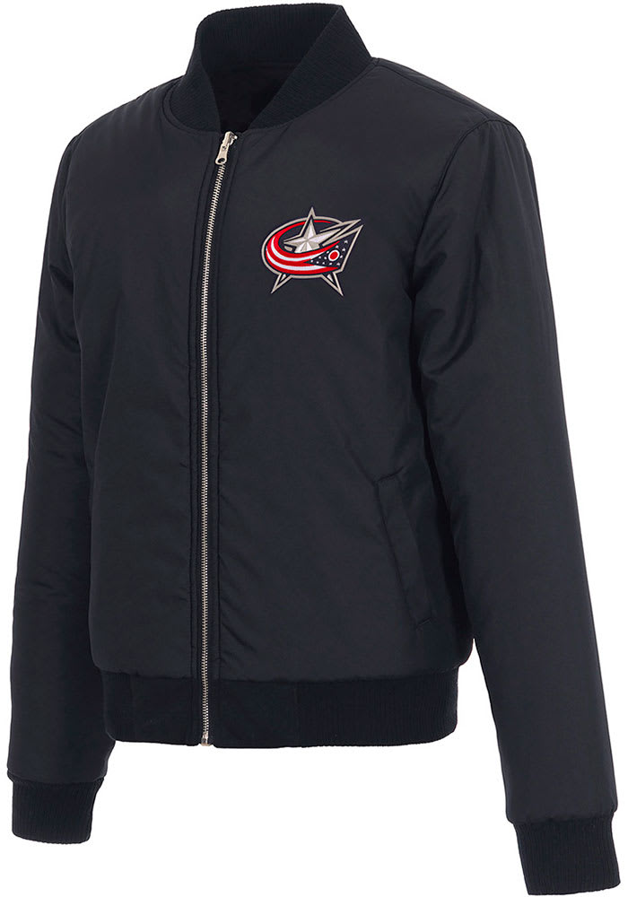 Columbus Blue Jackets Womens Navy Reversible Fleece Zip Up Medium Weight Jacket