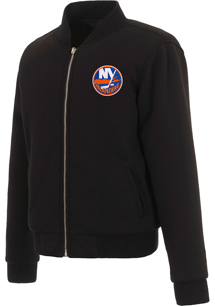 New York Islanders Womens Black Reversible Fleece Zip Up Medium Weight Jacket