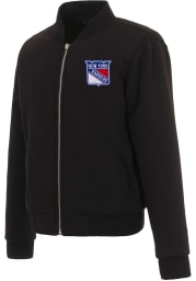 New York Rangers Womens Black Reversible Fleece Zip Up Medium Weight Jacket