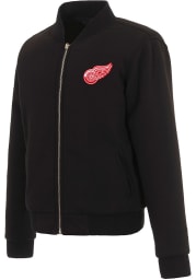 Detroit Red Wings Womens Black Reversible Fleece Zip Up Medium Weight Jacket