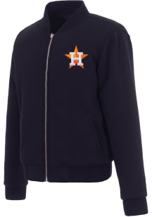 Houston Astros Womens Navy Blue Reversible Fleece Zip Up Medium Weight Jacket