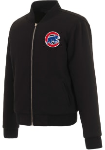 Chicago Cubs Womens Black Reversible Fleece Zip Up Medium Weight Jacket
