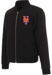New York Mets Womens Black Reversible Fleece Zip Up Medium Weight Jacket