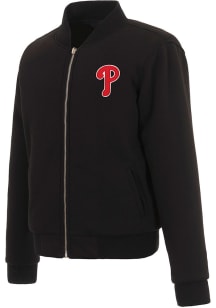 Philadelphia Phillies Womens Black Reversible Fleece Zip Up Medium Weight Jacket