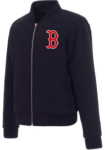 Boston Red Sox Womens Navy Blue Reversible Fleece Zip Up Medium Weight Jacket