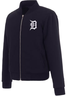 Detroit Tigers Womens Navy Blue Reversible Fleece Zip Up Medium Weight Jacket
