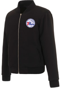 Philadelphia 76ers Womens Black Reversible Fleece Zip Up Medium Weight Jacket