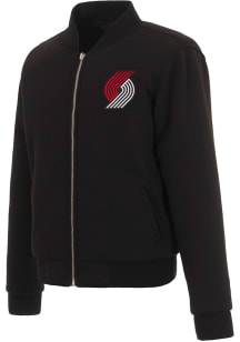 Portland Trail Blazers Womens Black Reversible Fleece Zip Up Medium Weight Jacket