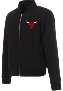 Chicago Bulls Womens Black Reversible Fleece Zip Up Medium Weight Jacket