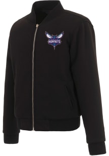 Charlotte Hornets Womens Black Reversible Fleece Zip Up Medium Weight Jacket