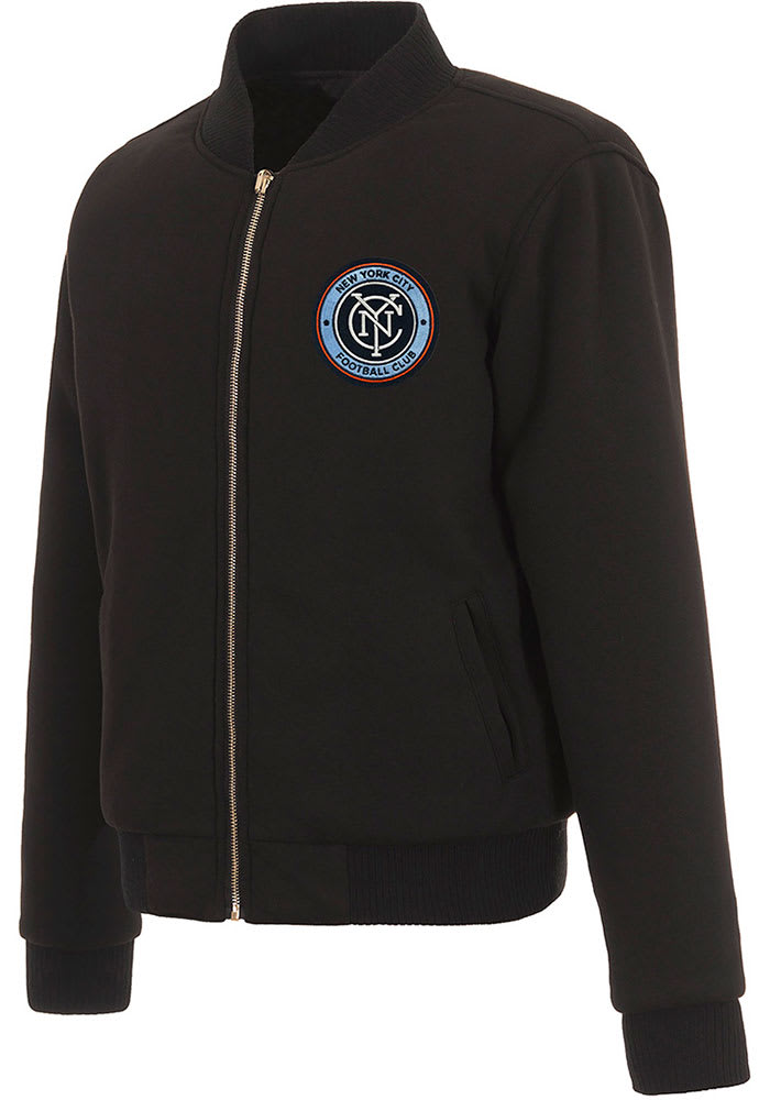 New York City FC Womens Black Reversible Fleece Zip Up Medium Weight Jacket