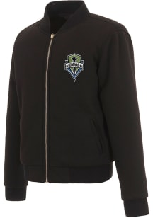 Seattle Sounders FC Womens Black Reversible Fleece Zip Up Medium Weight Jacket