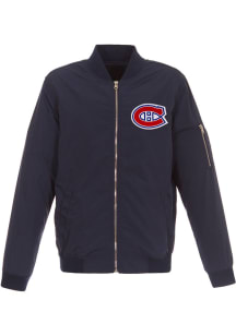 Montreal Canadiens Mens Navy Blue Nylon Bomber Light Weight Jacket