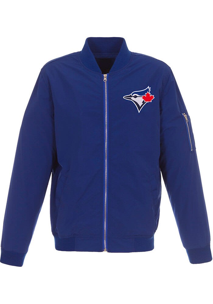 Toronto Blue Jays Mens Nylon Bomber BLUE Light Weight Jacket - 5850735