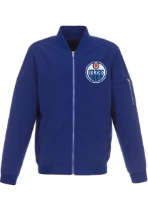 Edmonton Oilers Mens Blue Nylon Bomber Light Weight Jacket