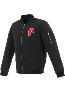 Philadelphia Phillies Mens Black Nylon Bomber Light Weight Jacket